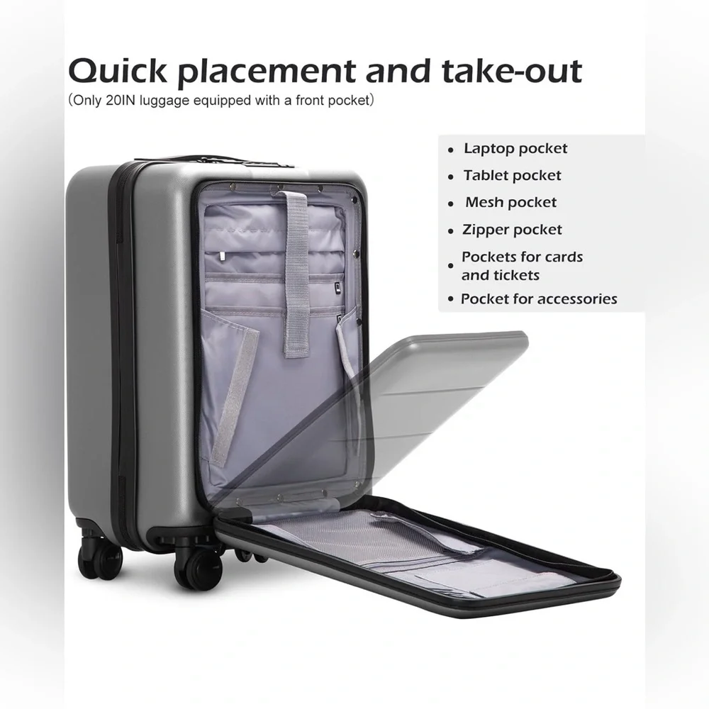 Hardshell Carry-On Spinner Suitcase - Gray